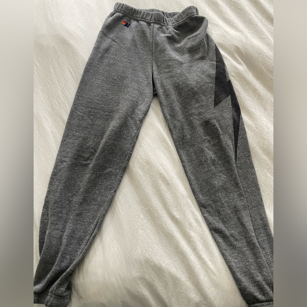 Aviator Nation Girls Size 12 Grey sweats with thunderbolt.  Excellent condition.